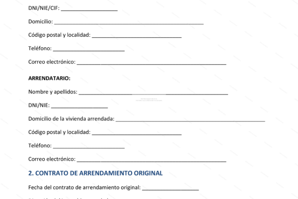 Página 1 de la prórroga del contrato de alquiler