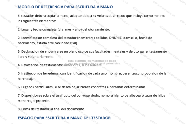 Página 1 de un testamento ológrafo, escrito a mano